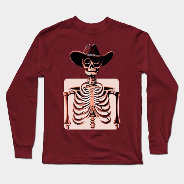 Western Cowboy Skeleton Long Sleeve T-Shirt by Rishirt